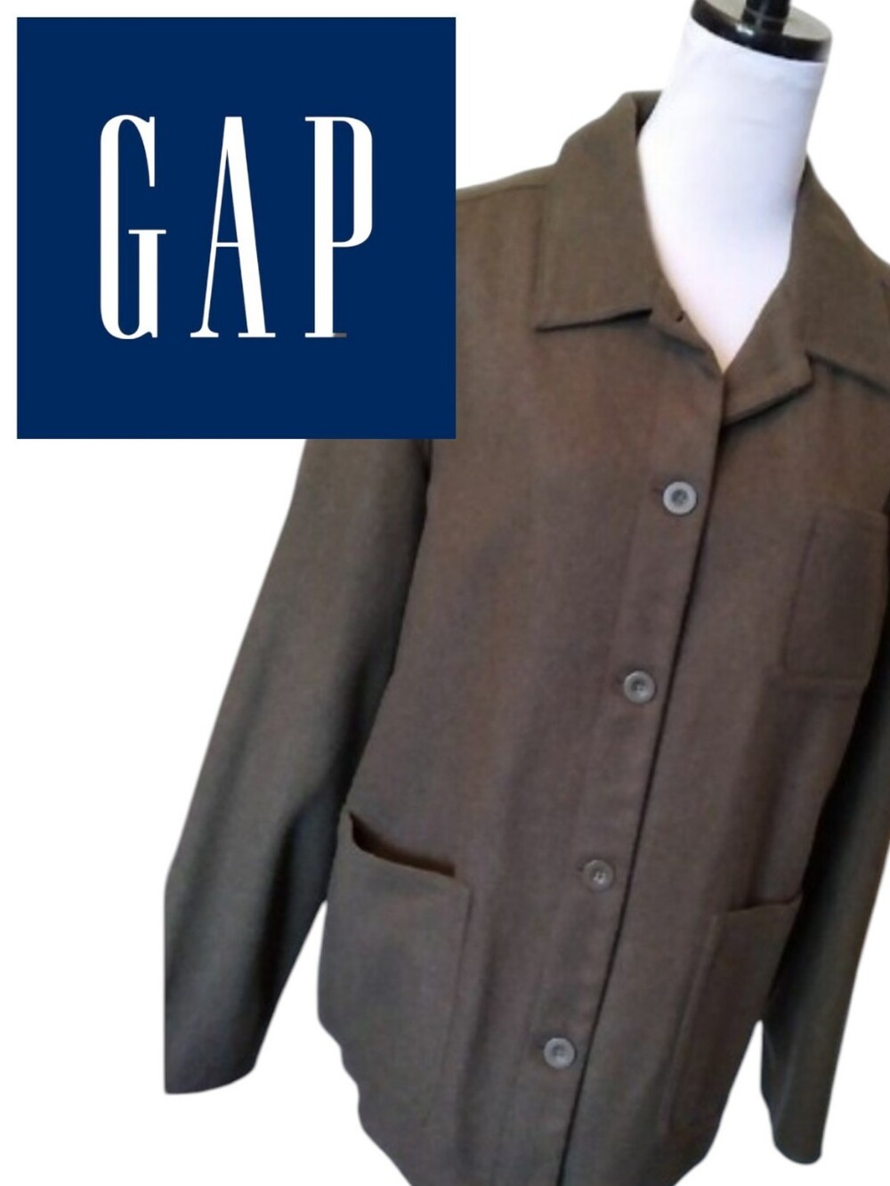 GAP SHACKET WOOL BLAZER ARMY GREEN LARGE WOMEN'S LARGE GUC